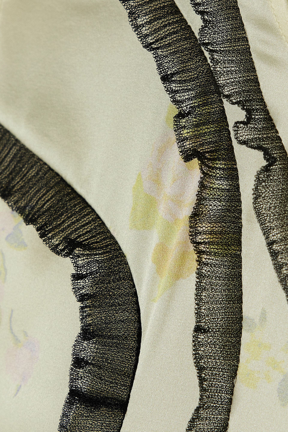 Ganni Lace-trimmed Floral-print Stretch-organic Silk-satin Maxi Dress In Pastel Yellow