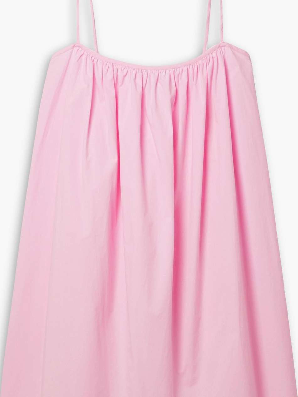 gathered cotton-poplin mini dress