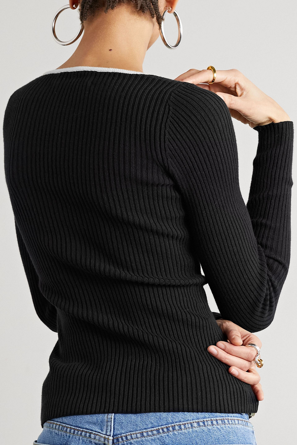 MARA HOFFMAN RIBBED COTTON-BLEND SWEATER