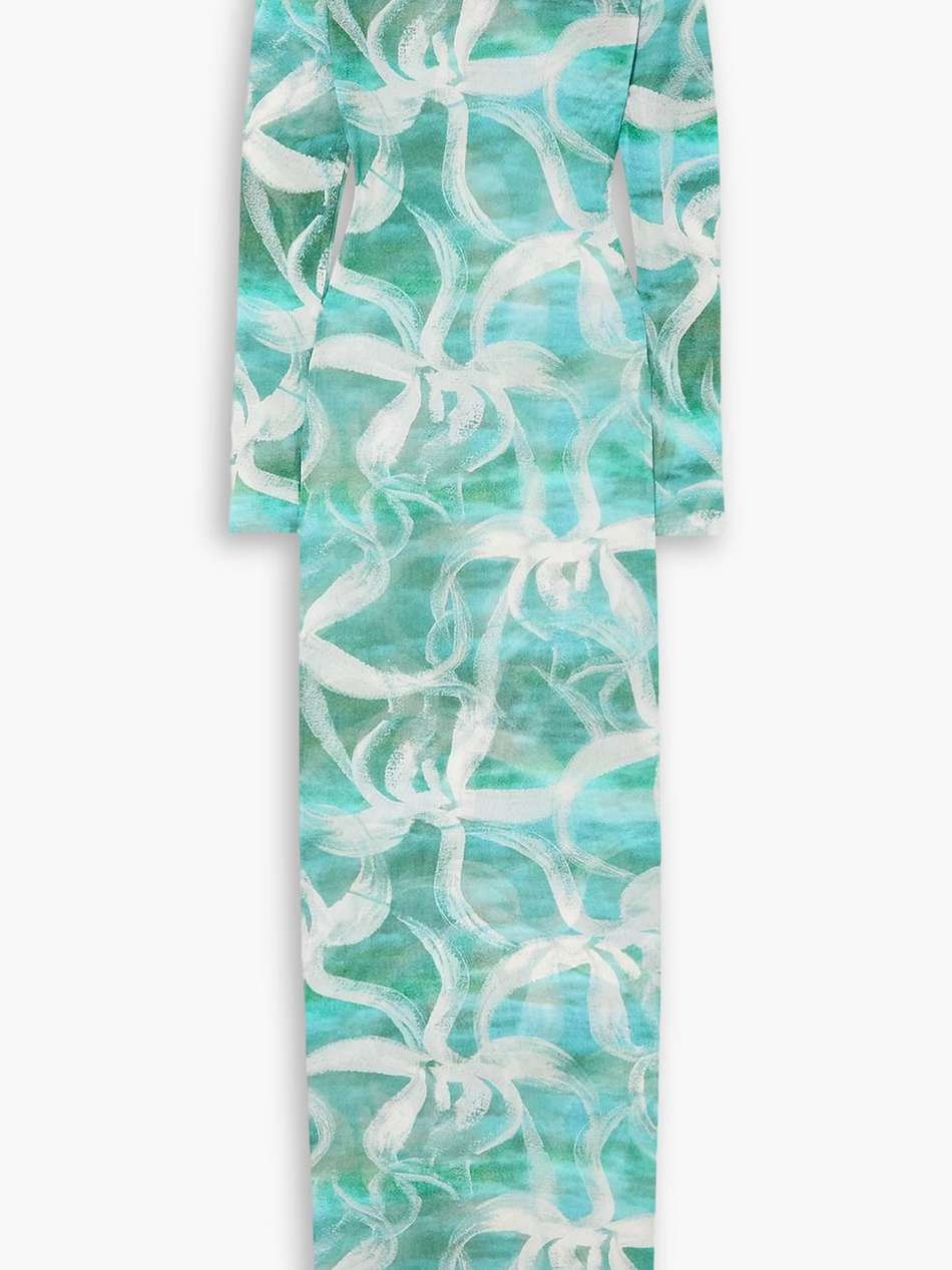 high tide floral-print stretch-tulle maxi dress