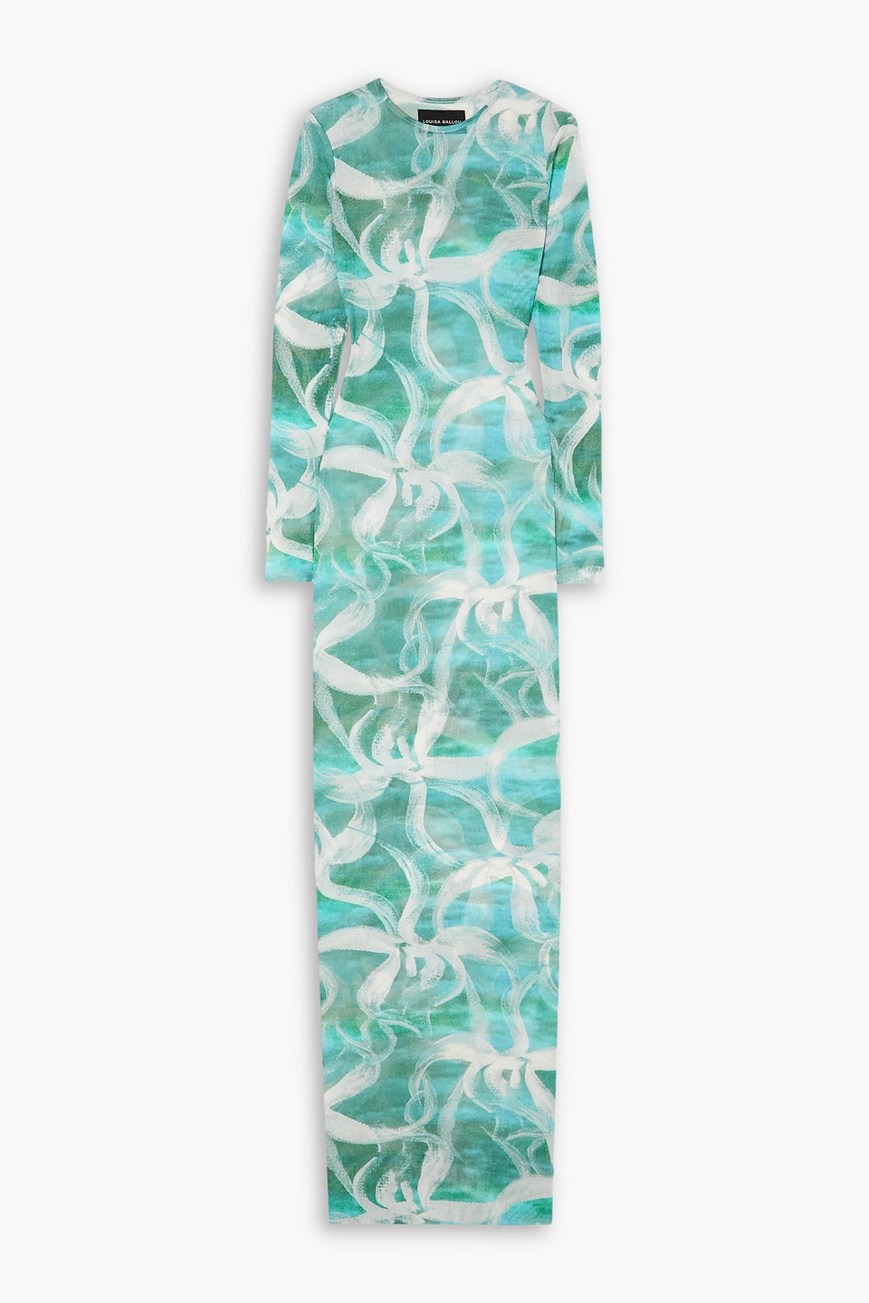 LOUISA BALLOU HIGH TIDE FLORAL-PRINT STRETCH-TULLE MAXI DRESS