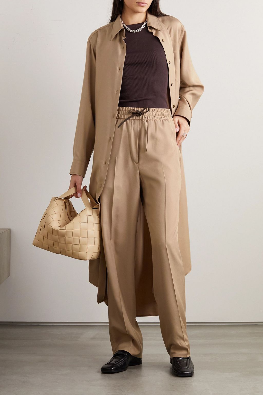 BRIONI 실크 캔버스 스트레이트 팬츠