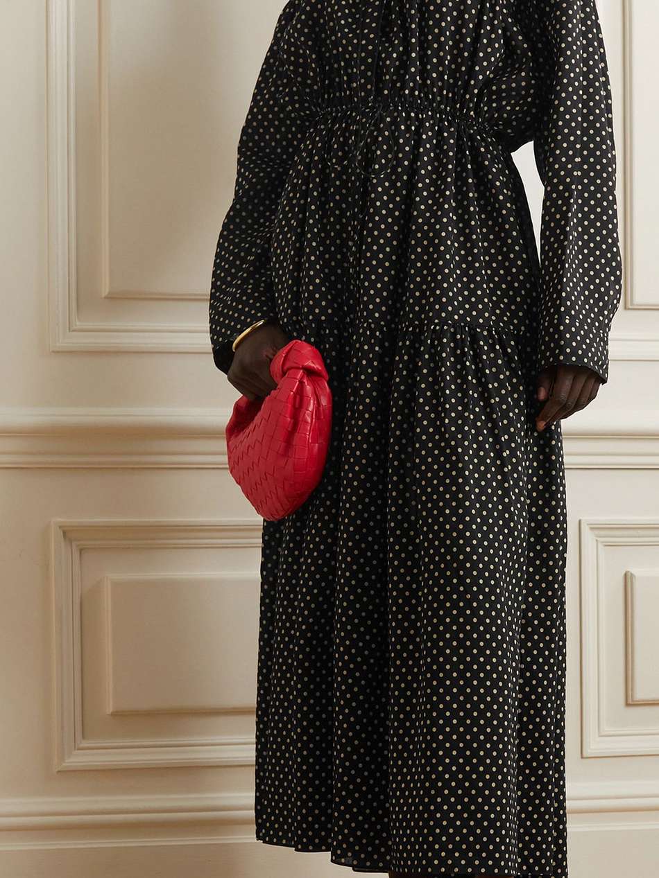 tiered polka-dot cotton and silk-blend shirt dress