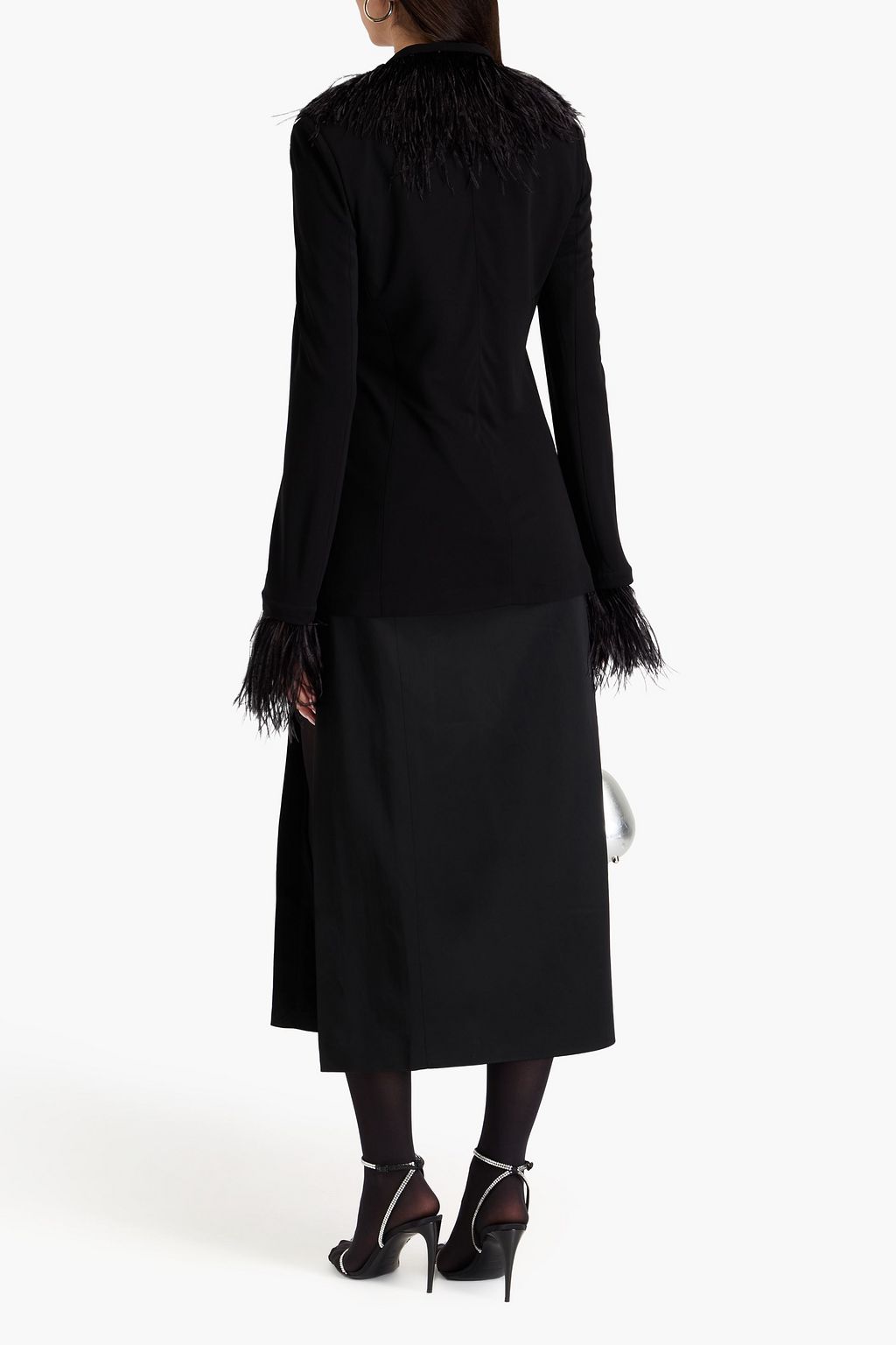 ALBERTA FERRETTI Feather-trimmed jersey blazer