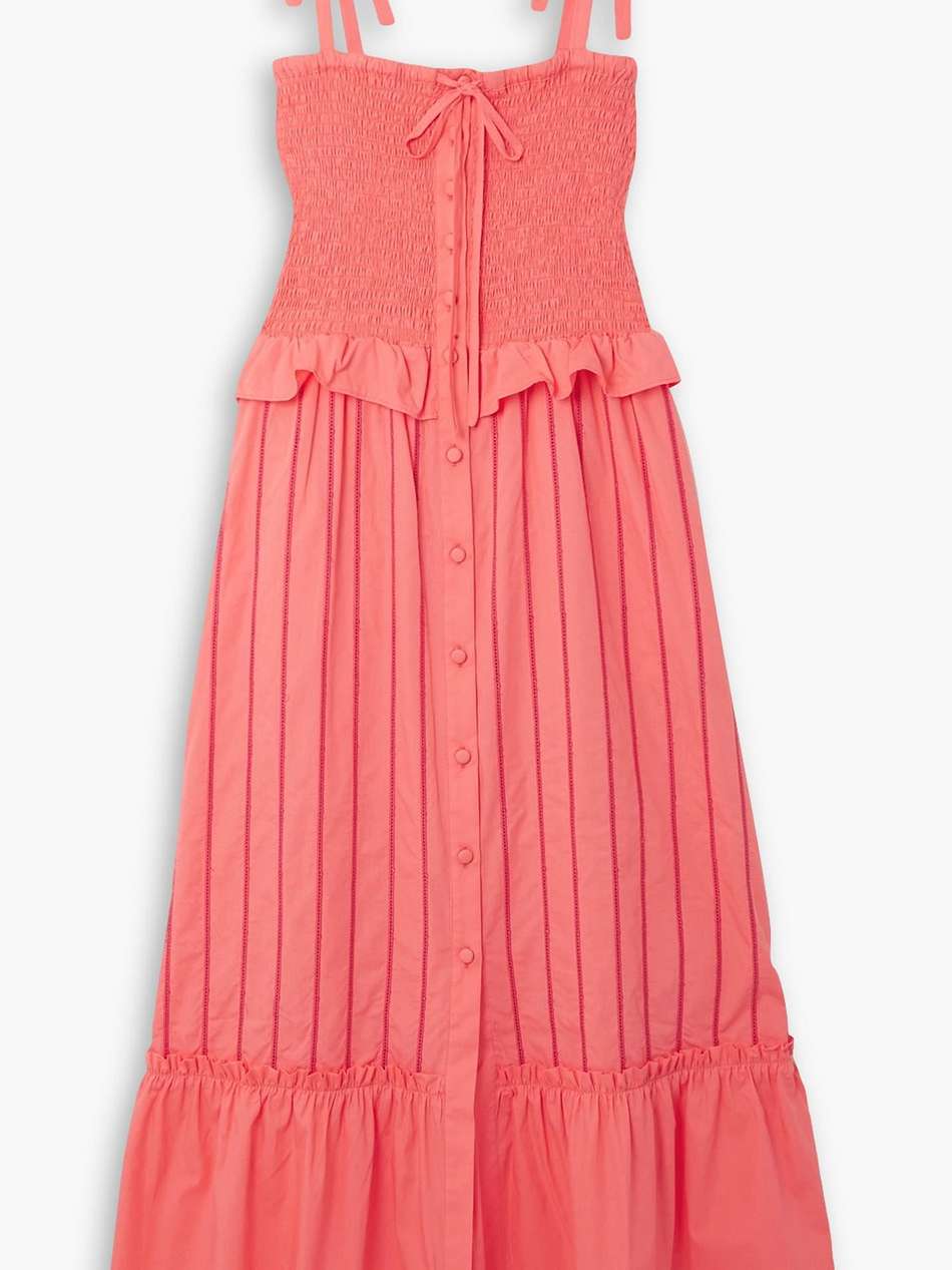 alberica shirred striped cotton-poplin dress
