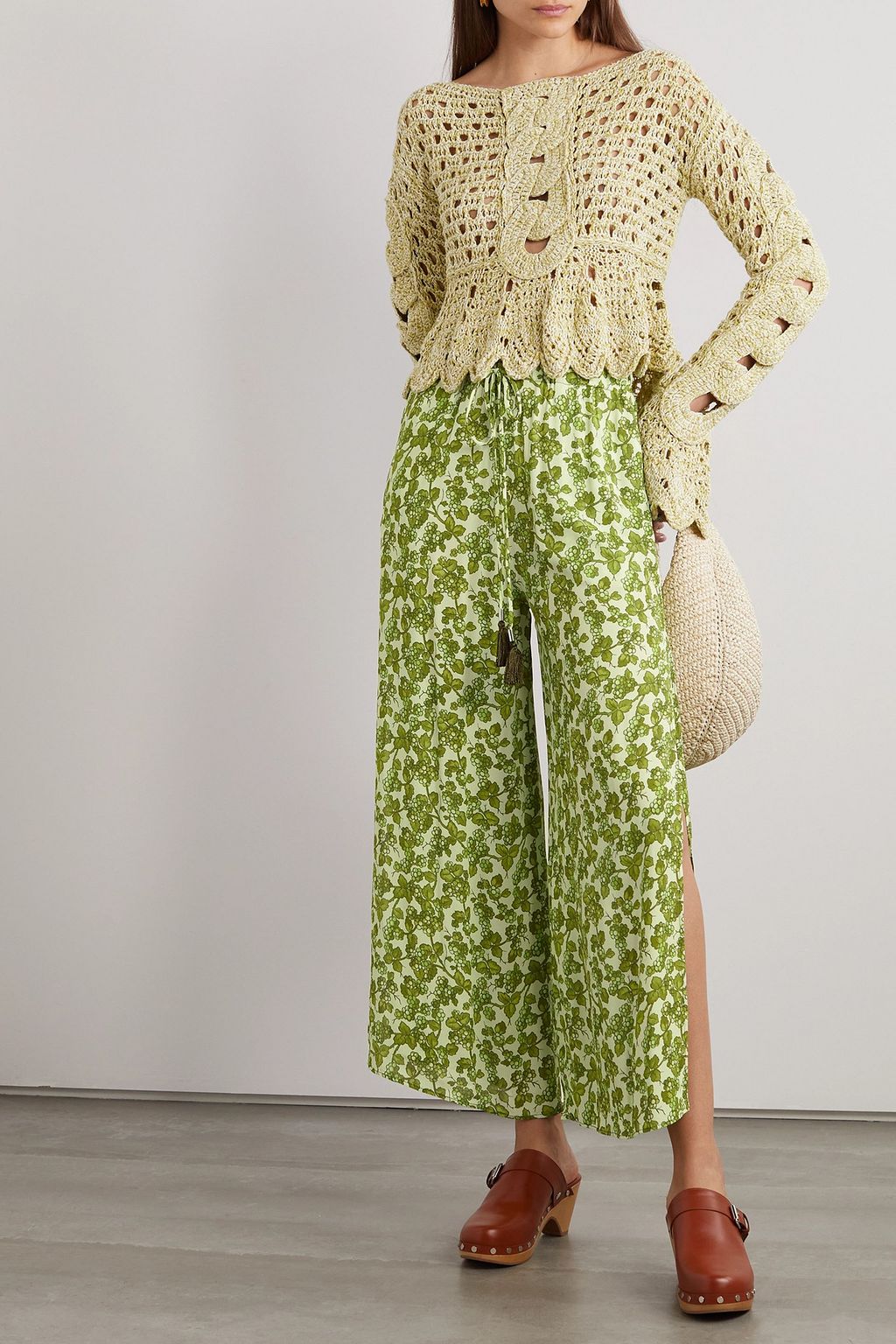 ETRO Printed crepe wide-leg pants