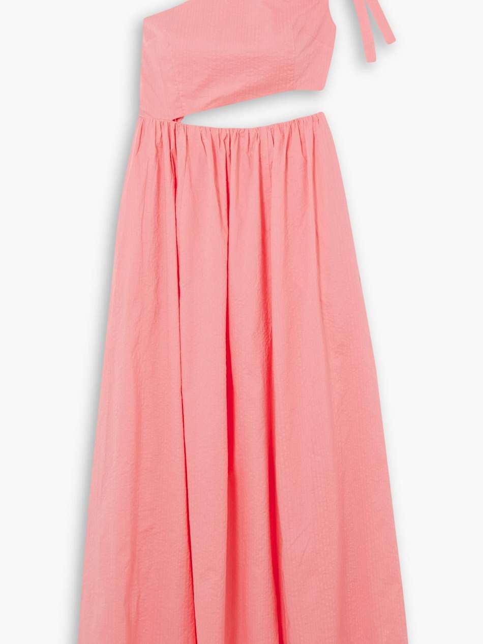 alberobello one-shoulder cutout cotton midi dress