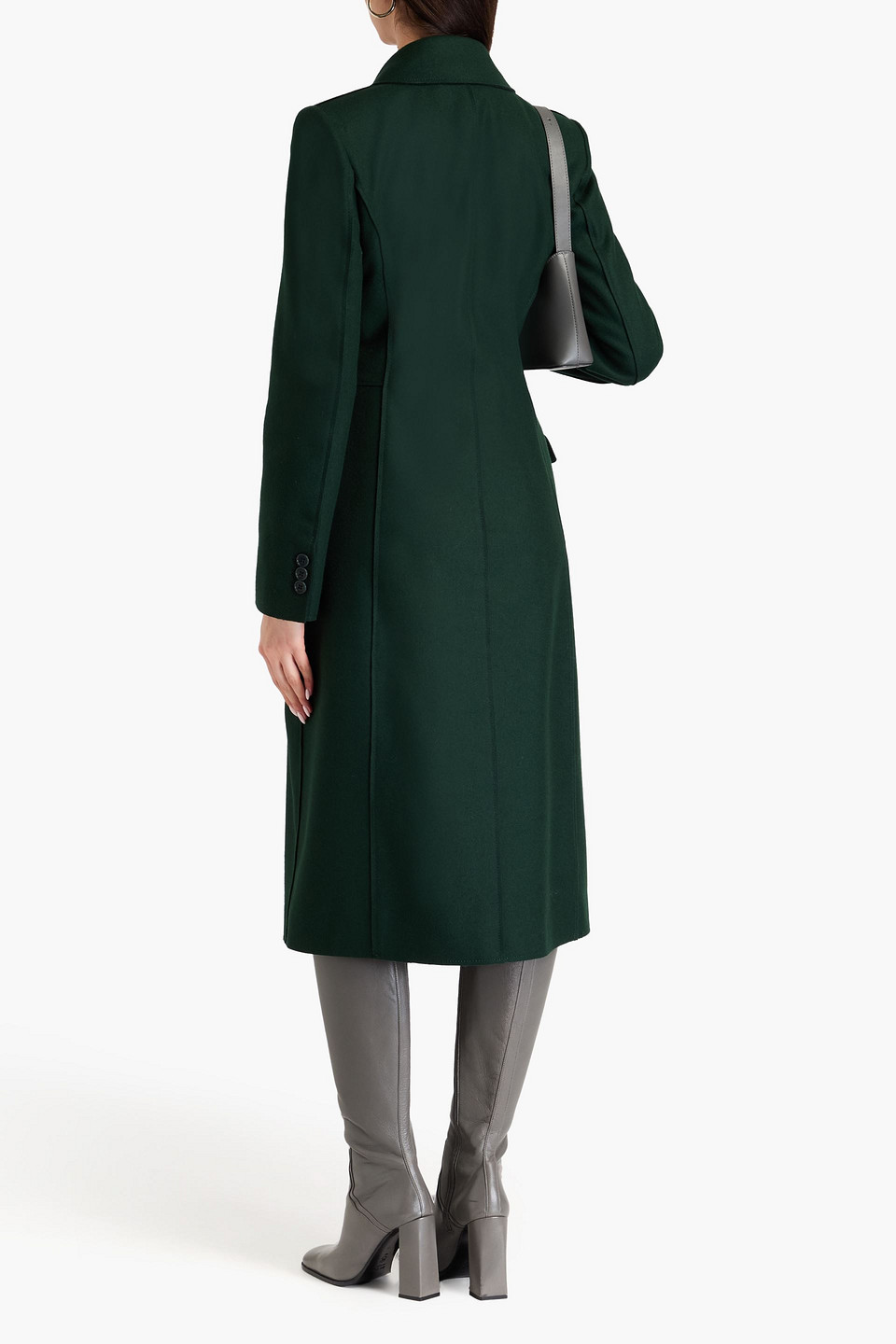 Alberta Ferretti Double-breasted Wool-blend Felt Coat In Forest Green