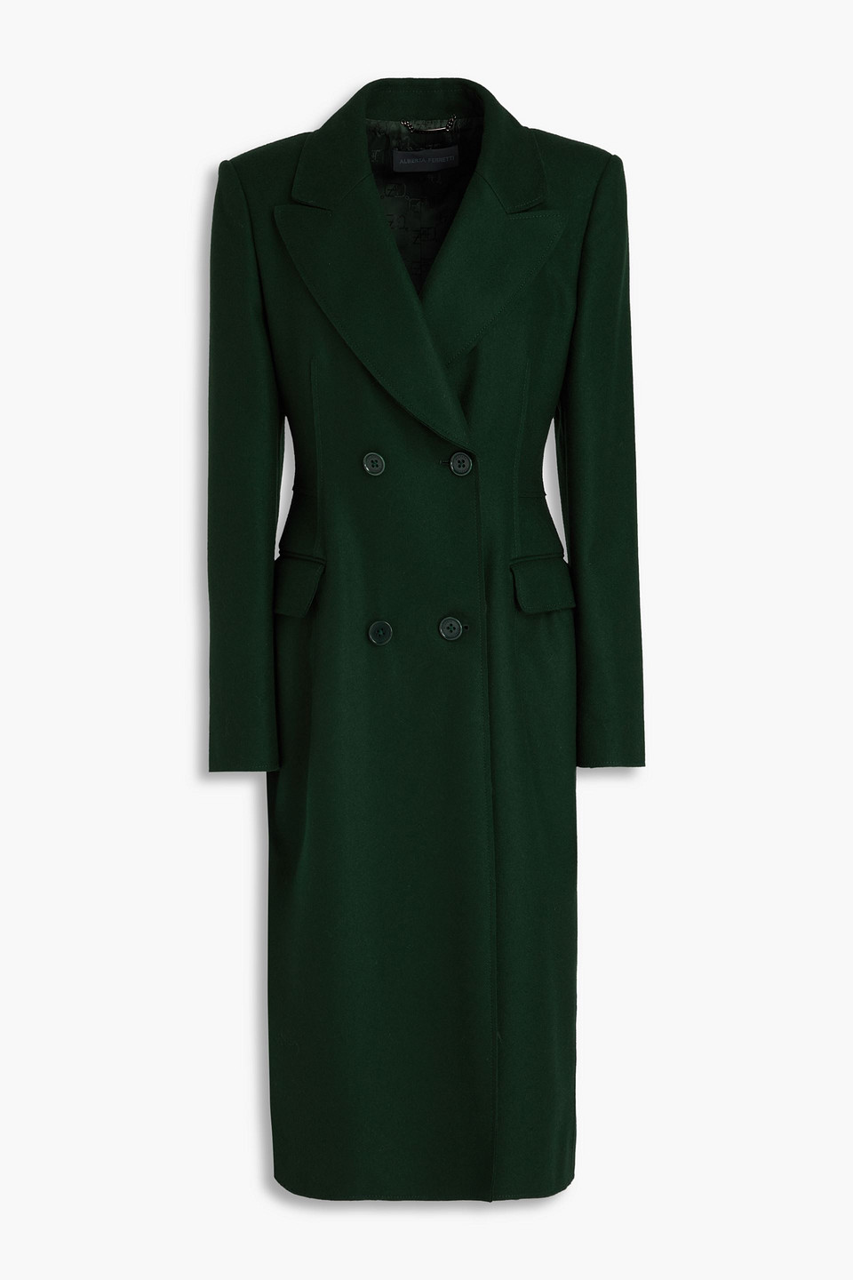 Alberta Ferretti Double-breasted Wool-blend Felt Coat In Forest Green