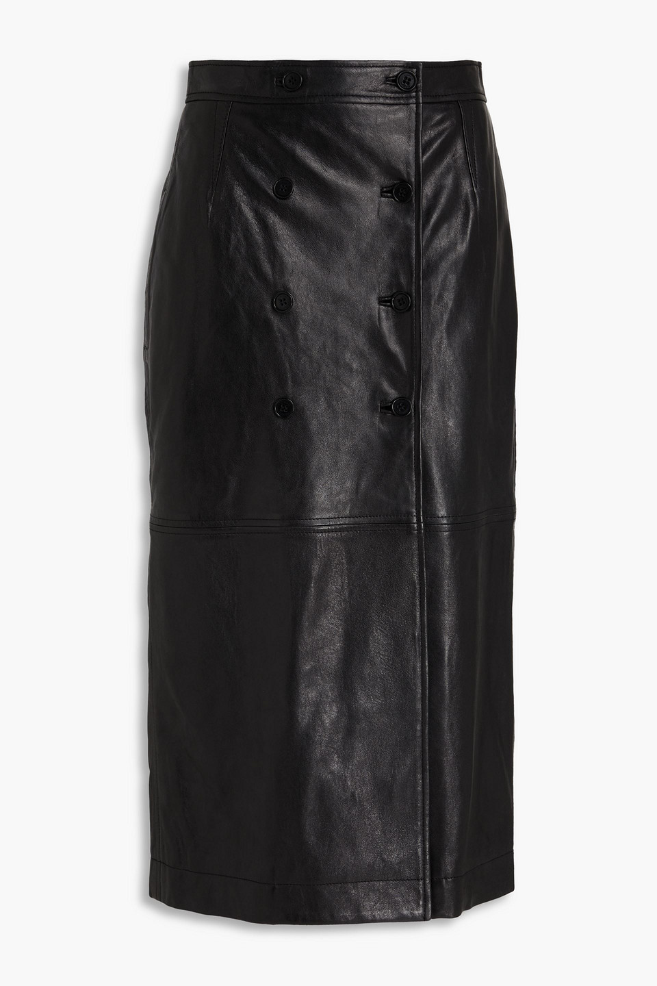 Alberta Ferretti Leather Midi Skirt In Black