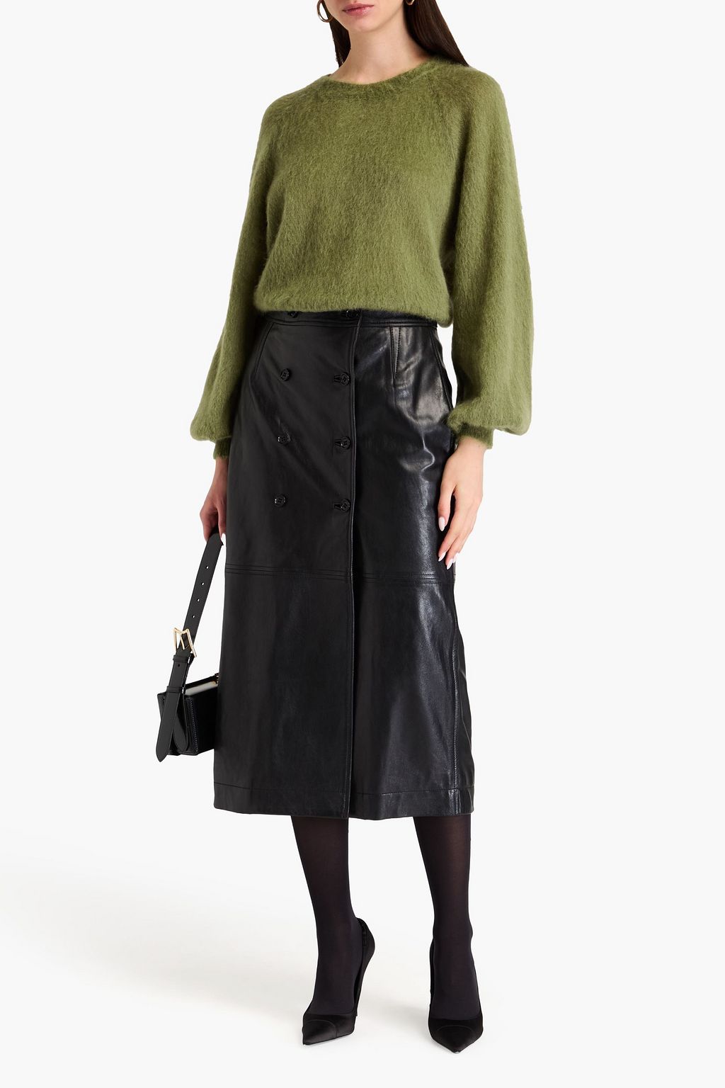 ALBERTA FERRETTI Leather midi skirt
