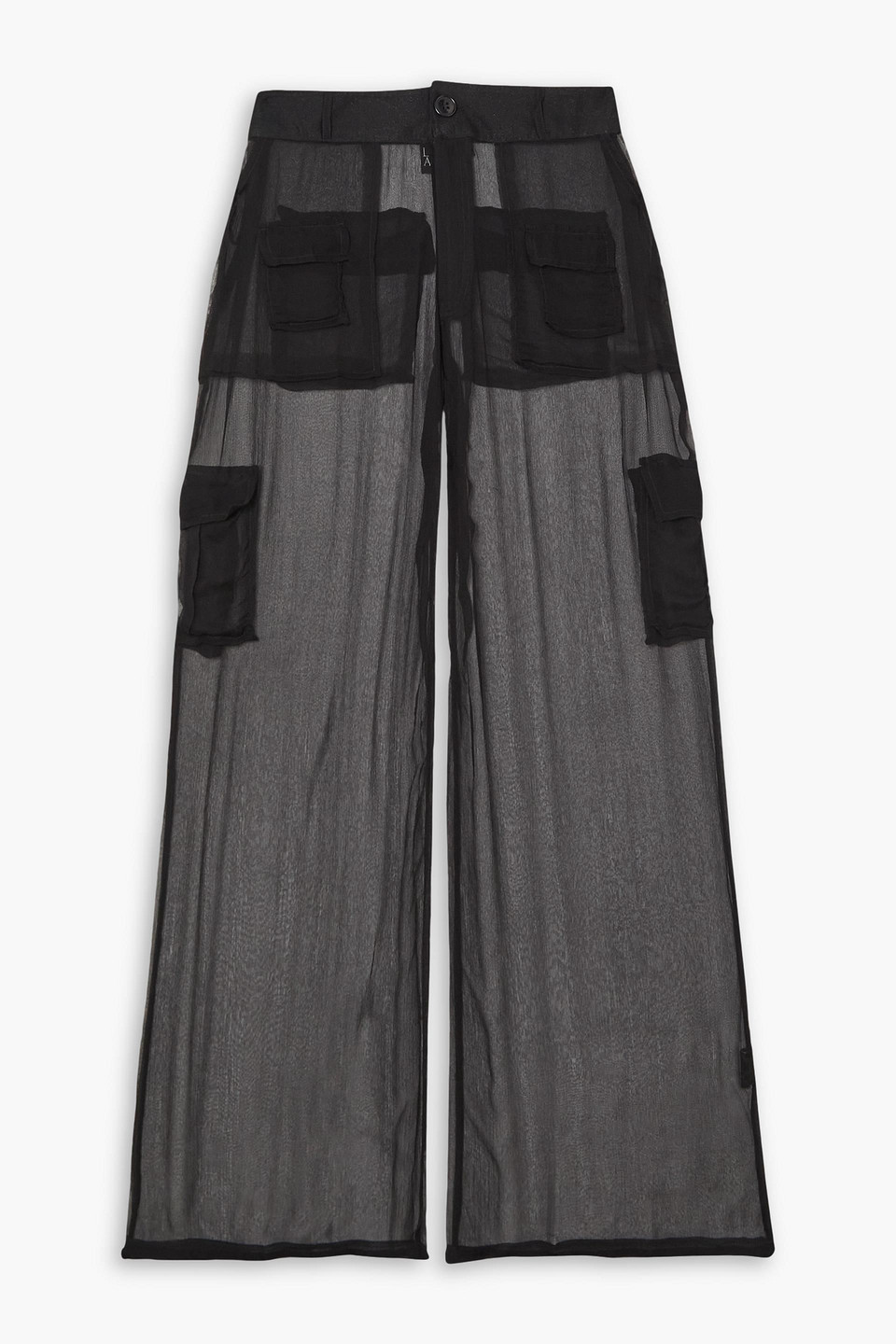 【LESLIE AMON】crepe de chine wide-leg cargo パンツ Leslie Amon Crepe De Chine Wide-leg Cargo Pants In Black
