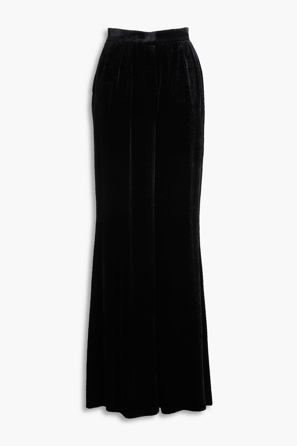 Alberta Ferretti Velvet Wide-leg Pants In Black