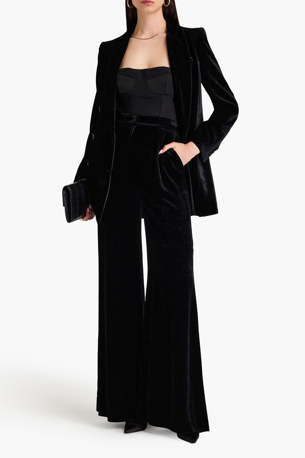 ALBERTA FERRETTI بنطال من المخمل بأرجل واسعة