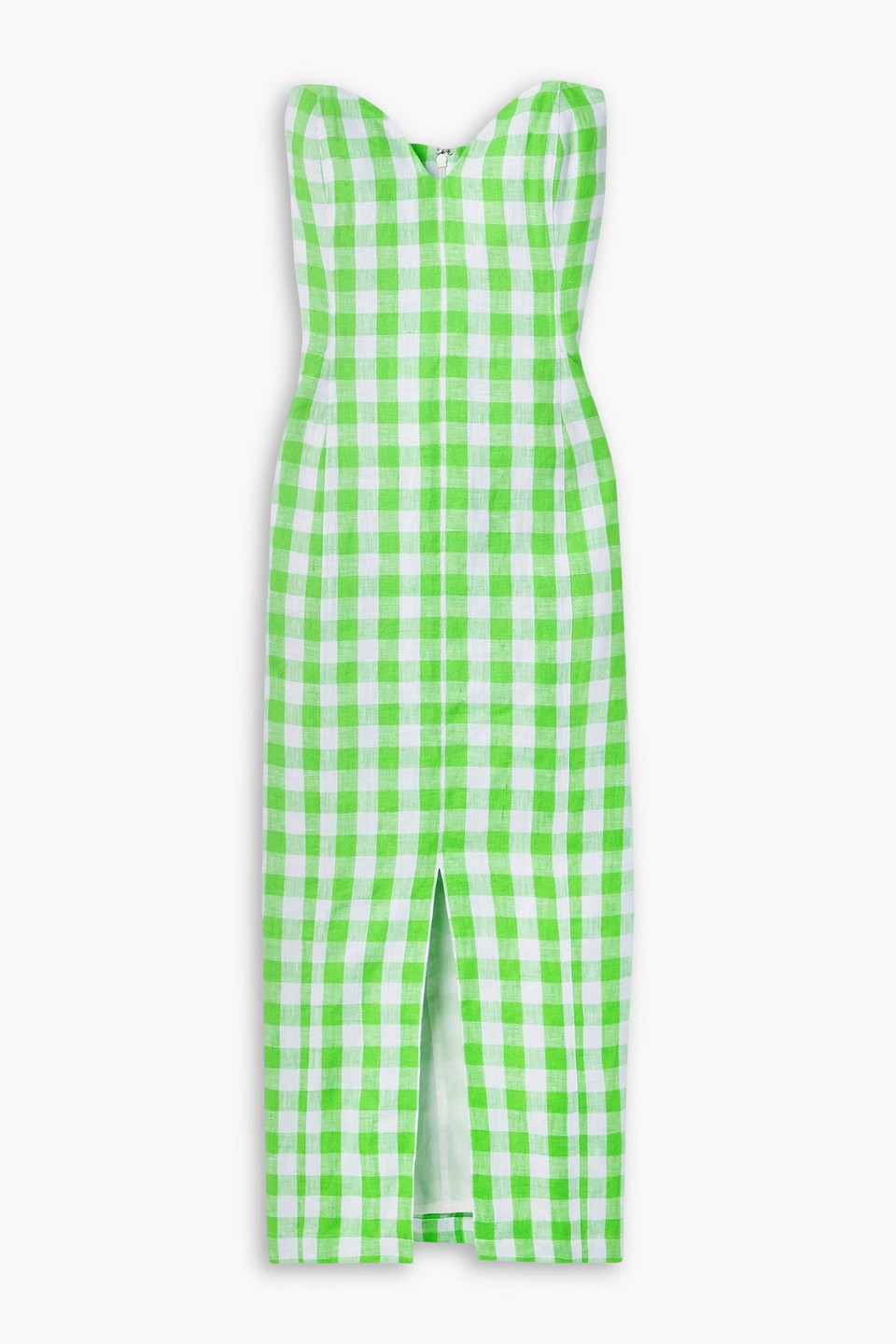 Mara Hoffman Didi Strapless Gingham Hemp Midi Dress In Green