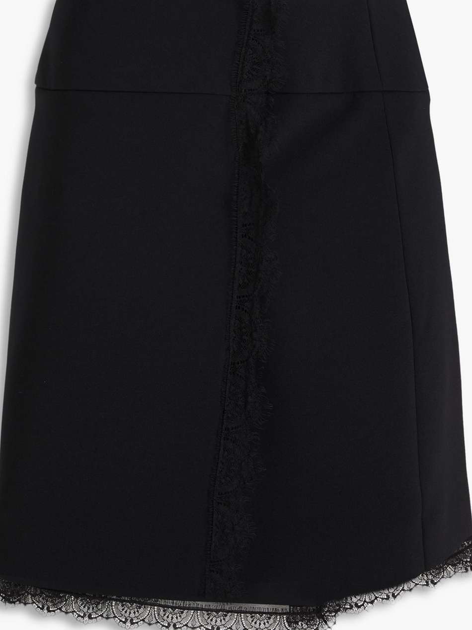 lace-trimmed crepe mini wrap skirt
