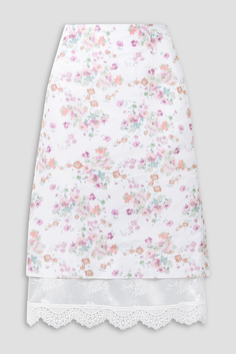 Layered floral-print woven skirt