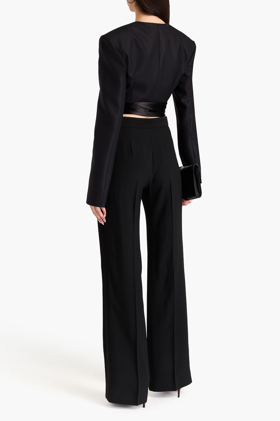 Alberta Ferretti Crepe Straight-leg Pants In Black
