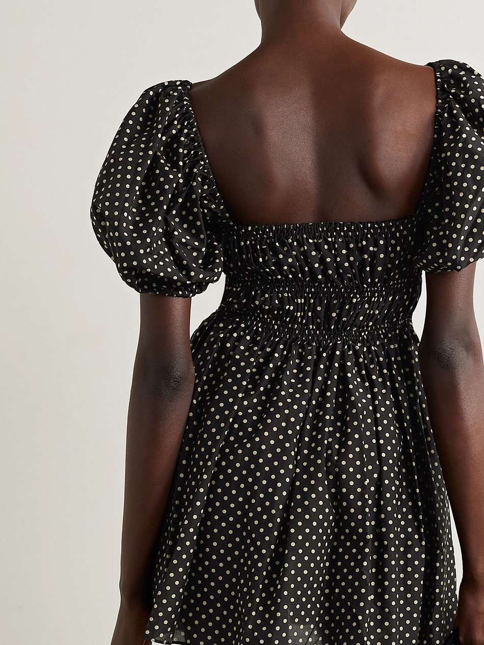 polka-dot cotton and silk-blend voile mini dress