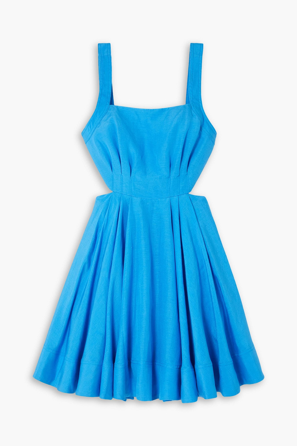 Aje Clara Tie-detailed Gathered Linen-blend Mini Dress In Azure