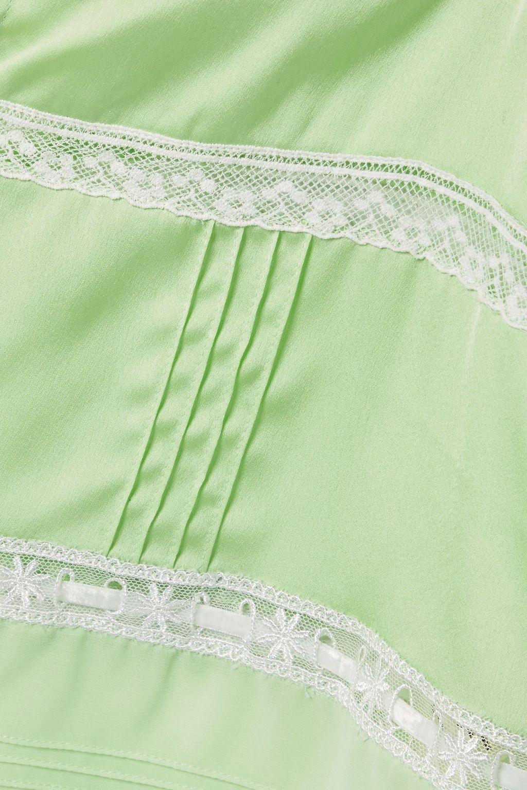 LOVESHACKFANCY Sunny lace-trimmed pintucked satin and chiffon camisole