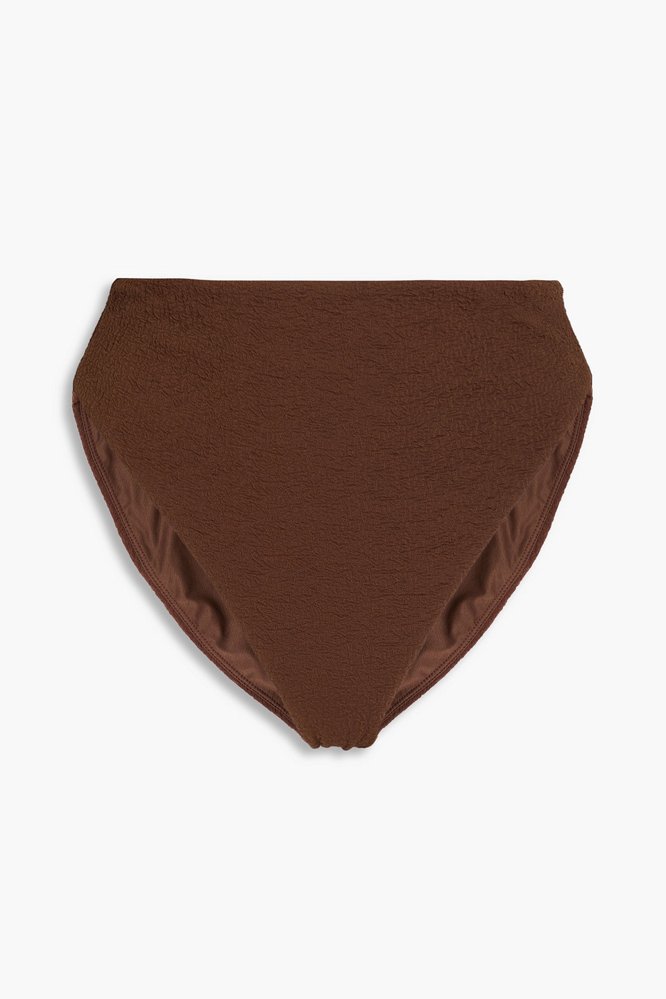 Mara Hoffman Imina Stretch-matelassé Bikini Briefs In Chocolate