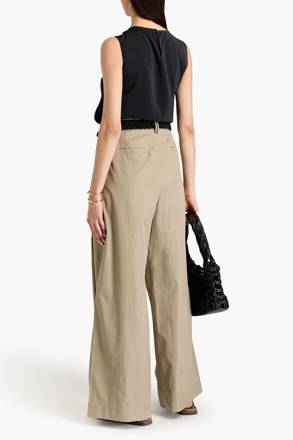 BRUNELLO CUCINELLI シルク混クレープデシン トップス ビーズ付き