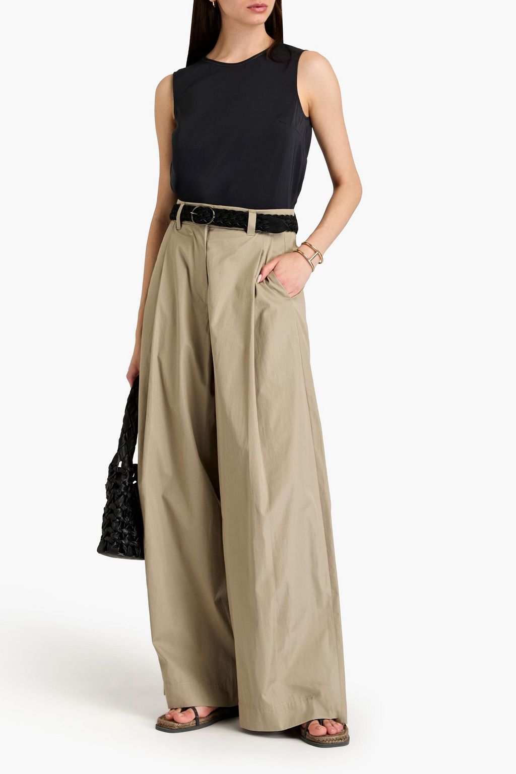 BRUNELLO CUCINELLI シルク混クレープデシン トップス ビーズ付き