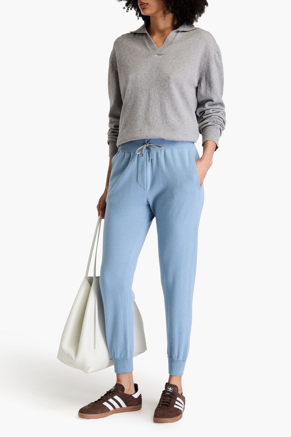 BRUNELLO CUCINELLI Bead-embellished wool, silk and cashmere-blend tapered pants