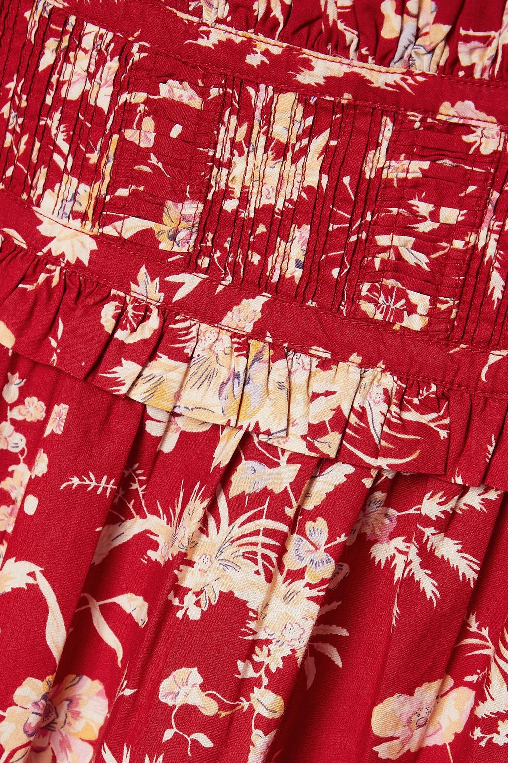 DÔEN Acton pintucked floral-print cotton-poplin mini dress