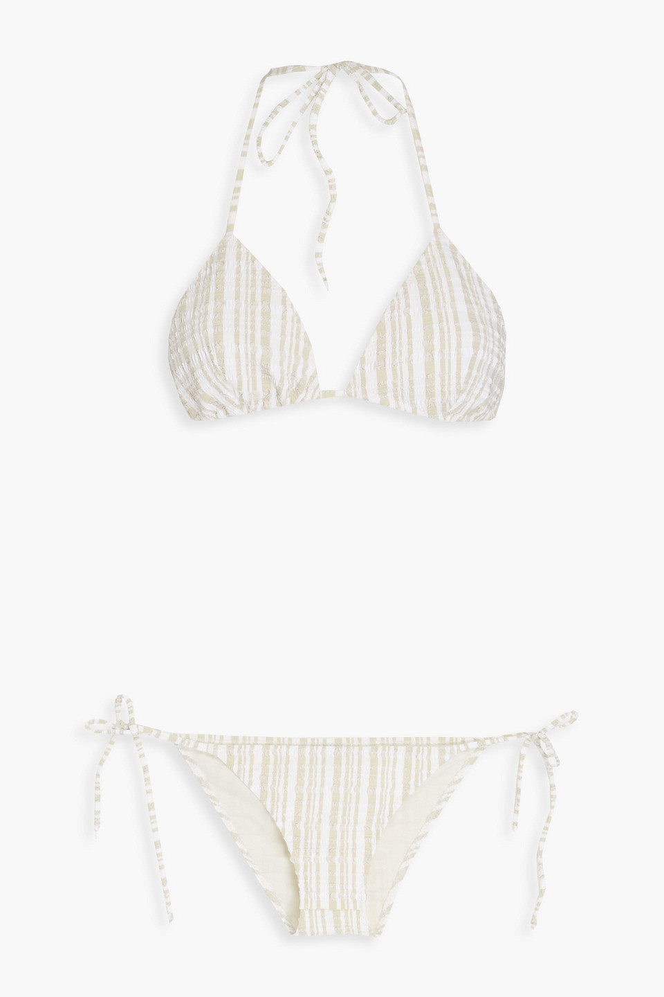 Lisa Marie Fernandez Striped Seersucker Bikini In Beige