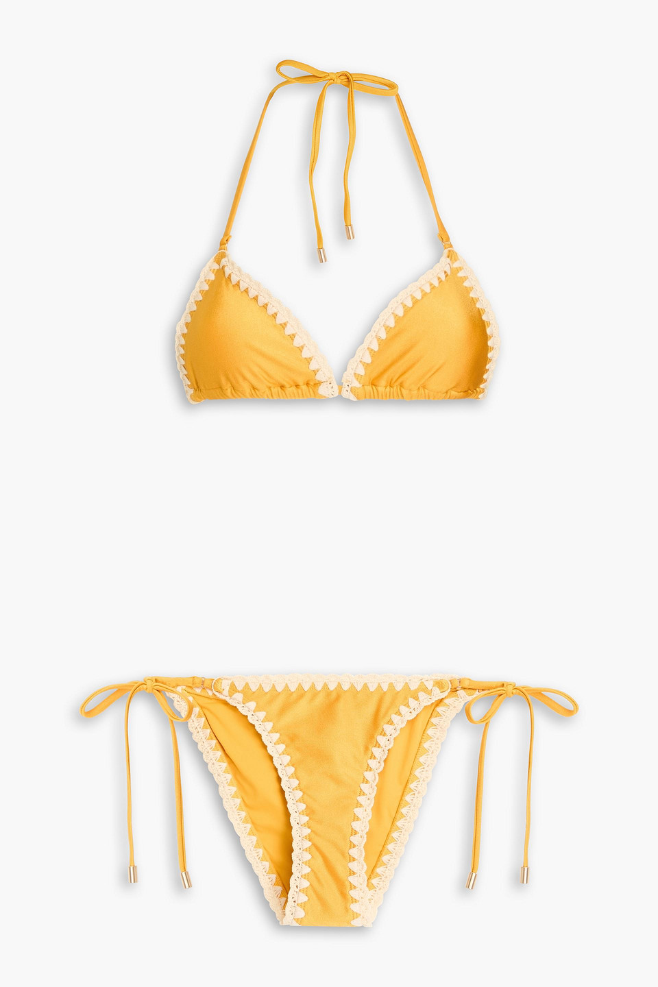 Zimmermann Crochet-trimmed Triangle Bikini In Marigold