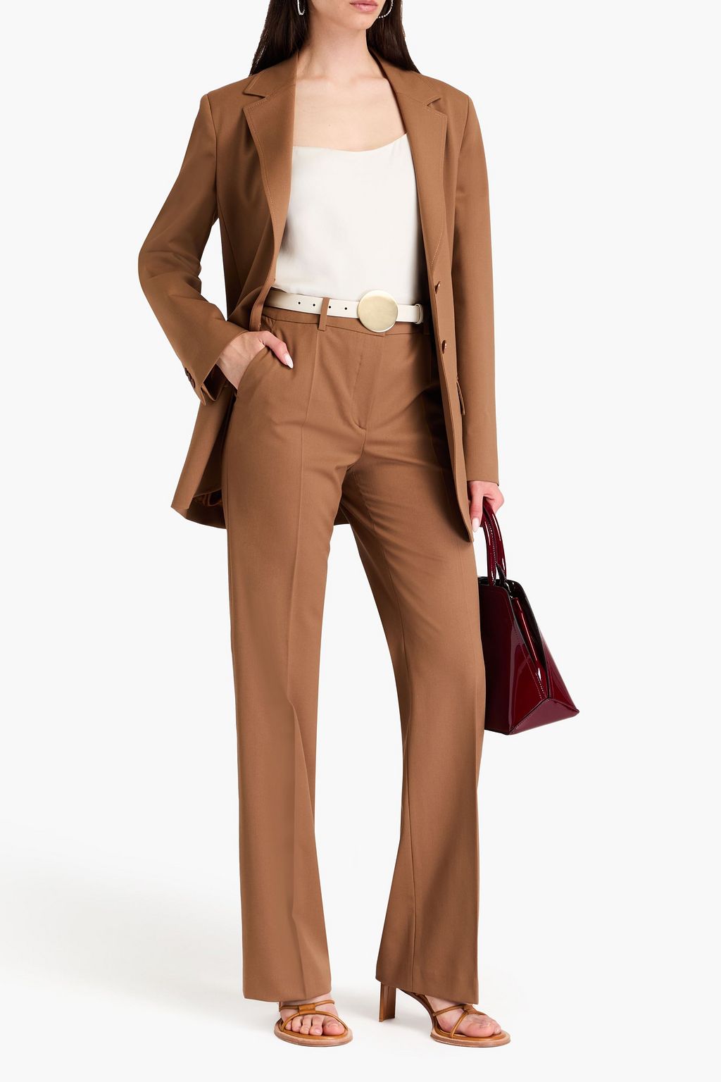 ALBERTA FERRETTI 울 혼방 트윌 스트레이트 레그 팬츠