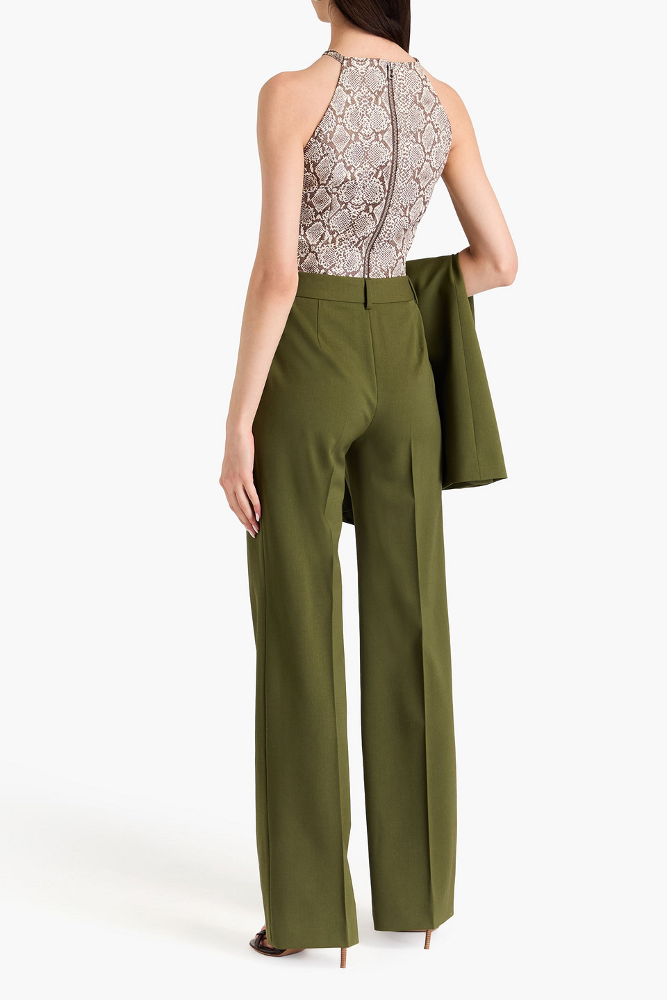 Alberta Ferretti Wool-blend Twill Straight-leg Pants In Army Green
