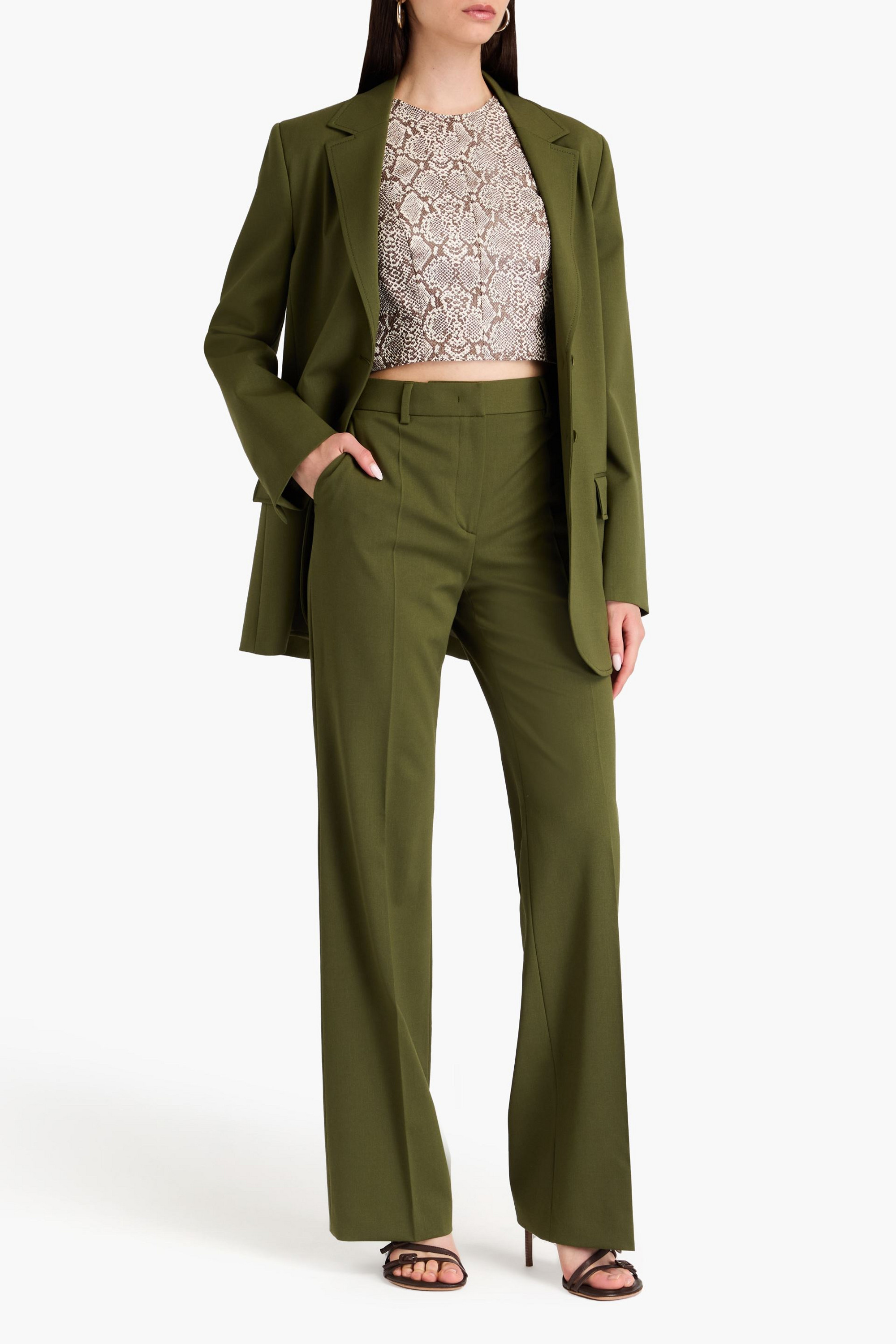 ALBERTA FERRETTI Wool-blend twill straight-leg pants