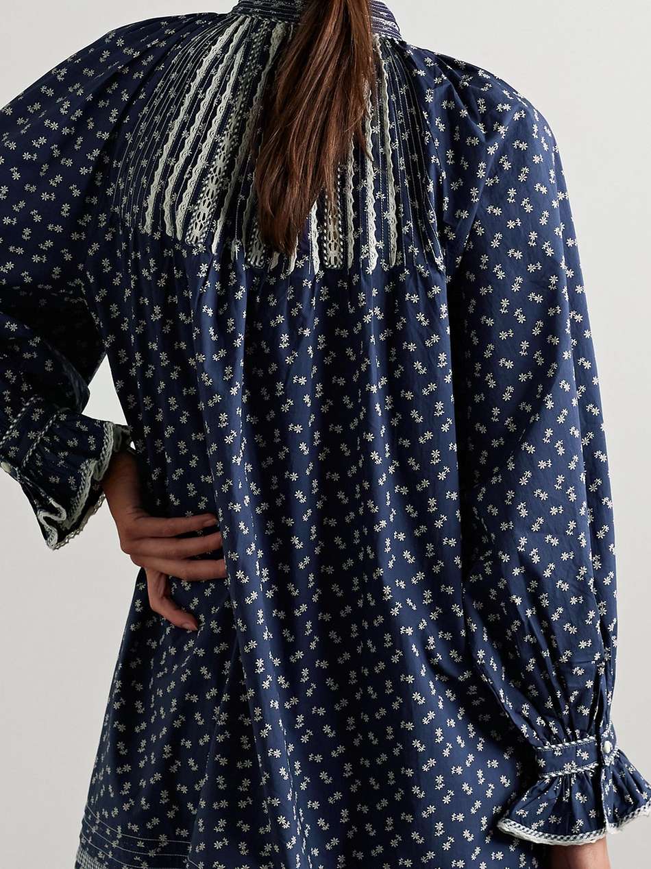 beatrice crochet lace-trimmed floral-print cotton-poplin mini dress