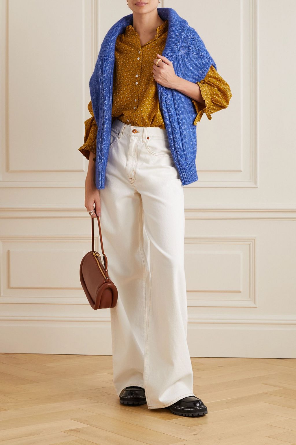DÔEN Rose floral-print cotton-blend blouse