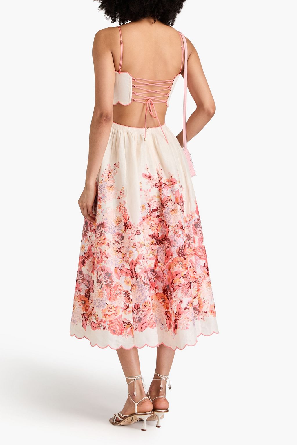 ZIMMERMANN Cutout scalloped floral-print linen midi dress
