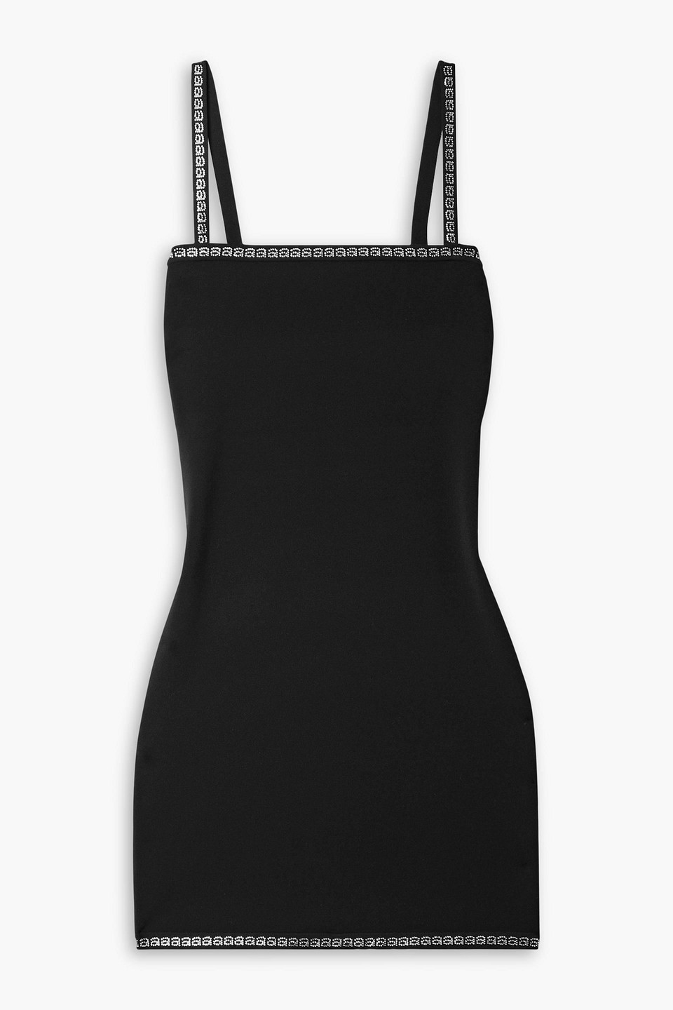 Alexander Wang Crystal-embellished Stretch-knit Mini Dress In Black