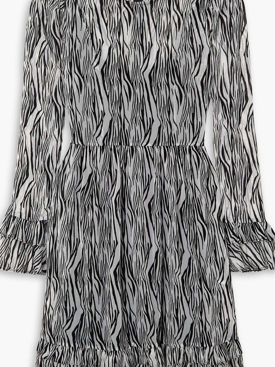 prairie ruffled zebra-print flocked tulle dress