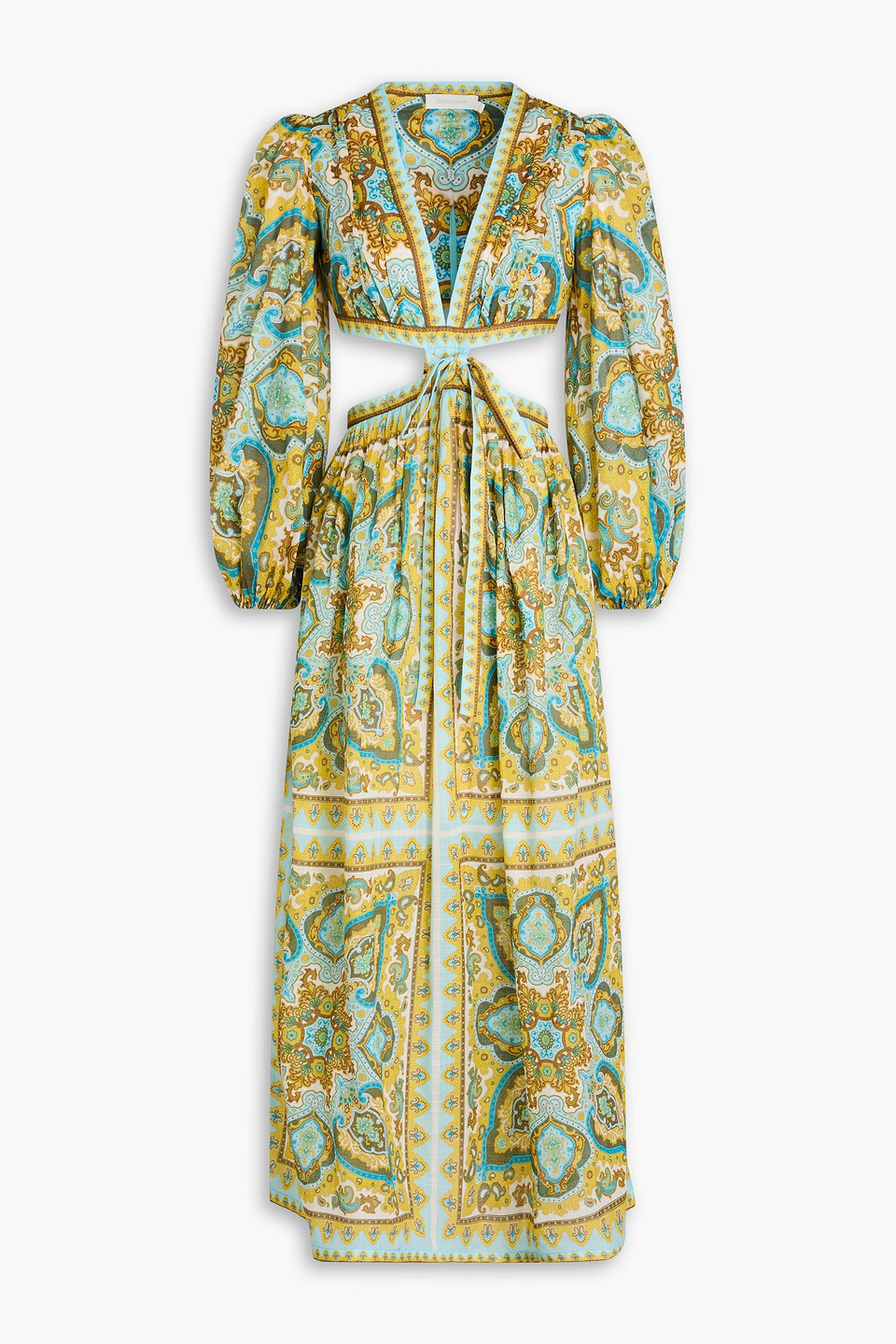 Cutout paisley-print cotton-voile midi dress