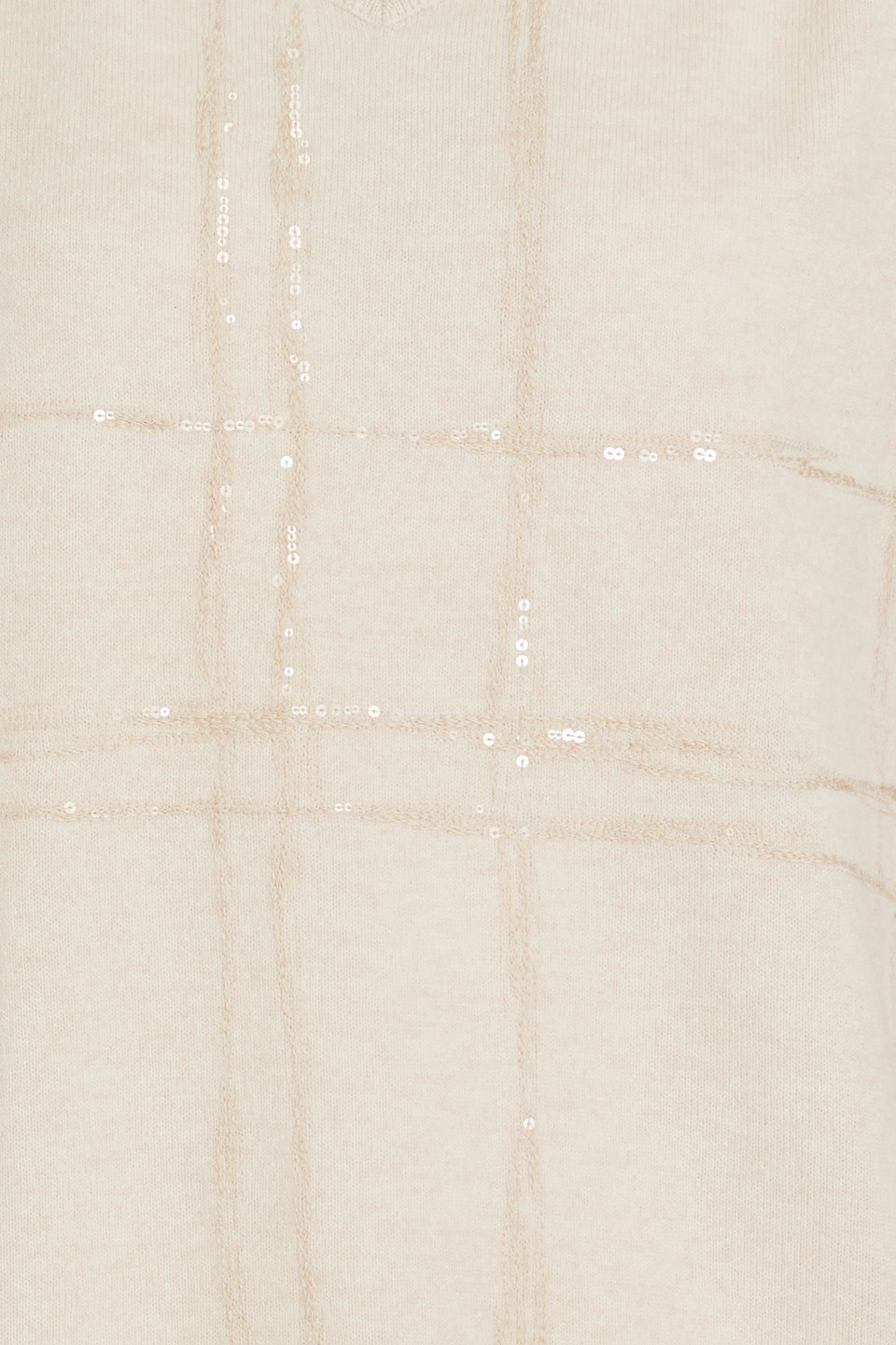 Shop Brunello Cucinelli Embellished Wool, Cashmere And Silk-blend Sweater In Sand