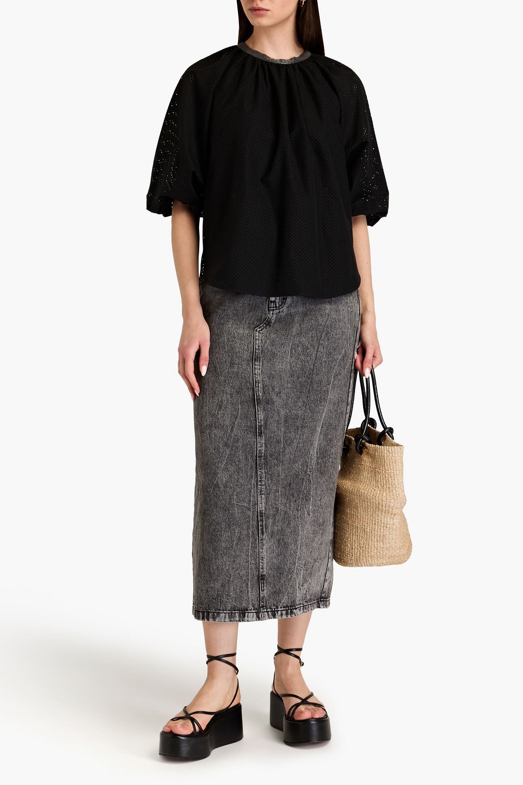 BRUNELLO CUCINELLI Bead-embellished cotton top