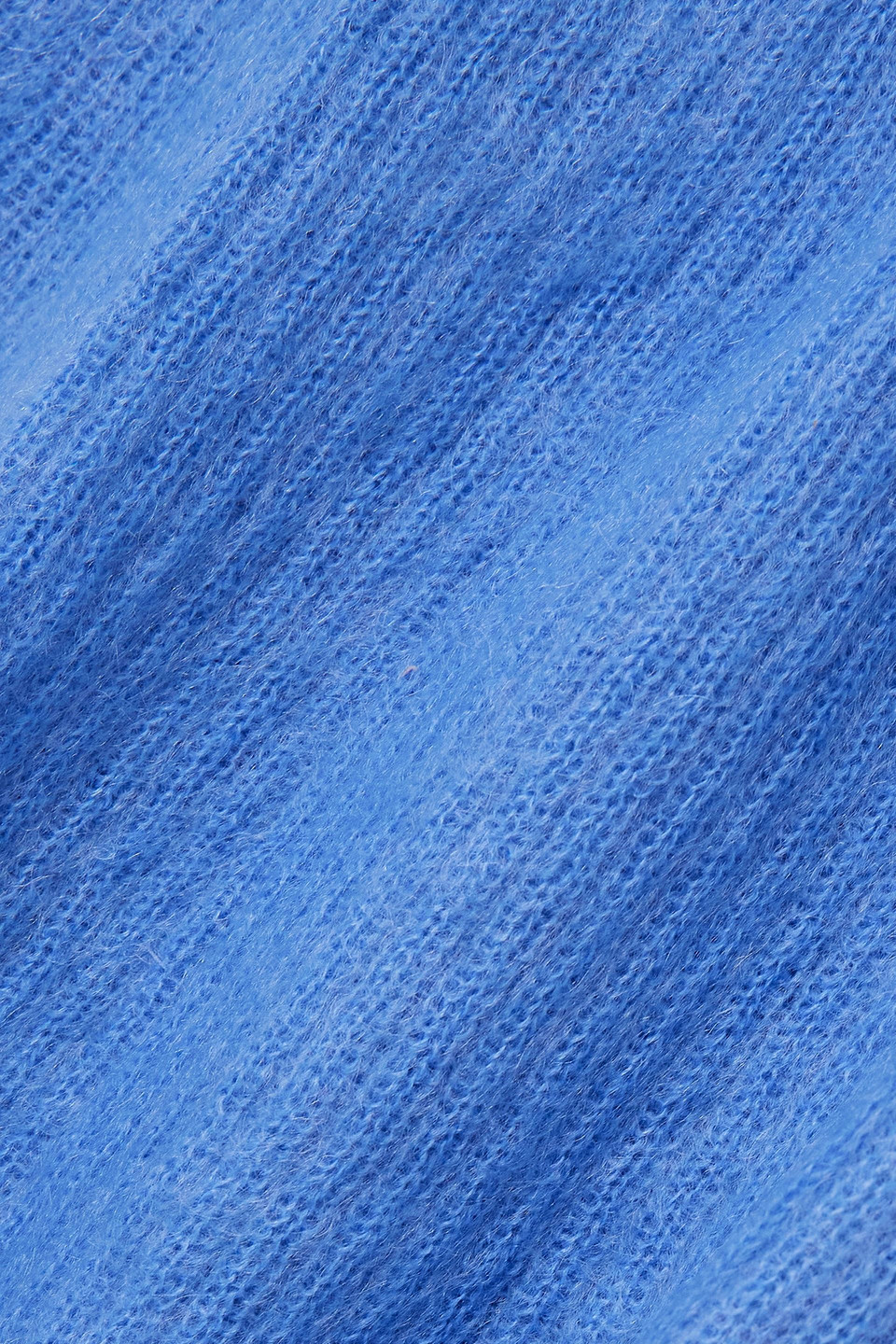 Ganni Ribbed Brushed Mohair-blend Midi Dress In Light Blue