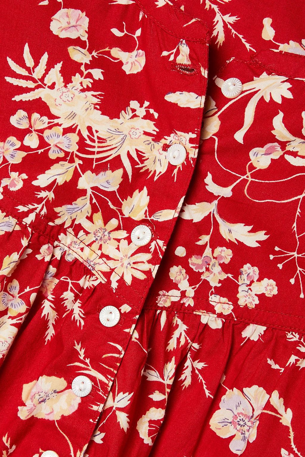 DÔEN Amelia Oberteil aus Baumwollpopeline mit Blumenprint und Raffungen