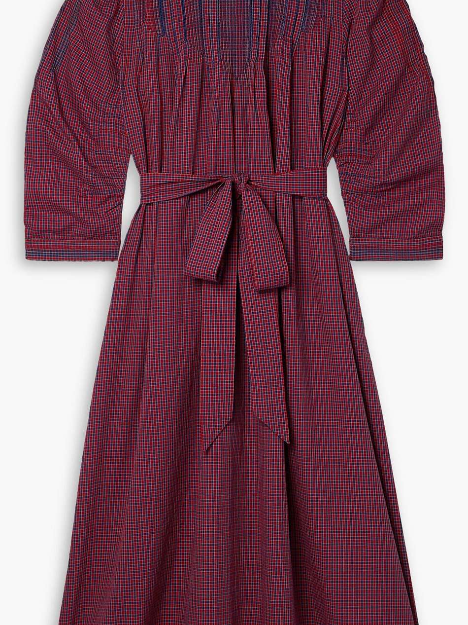 ranger belted checked cotton-voile midi dress