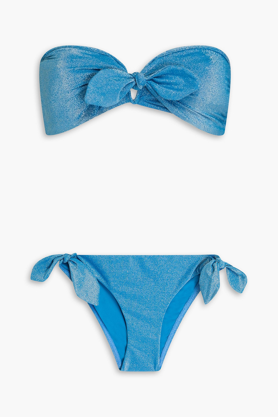 Zimmermann - Metallic knotted bandeau bikini - Blue - 1