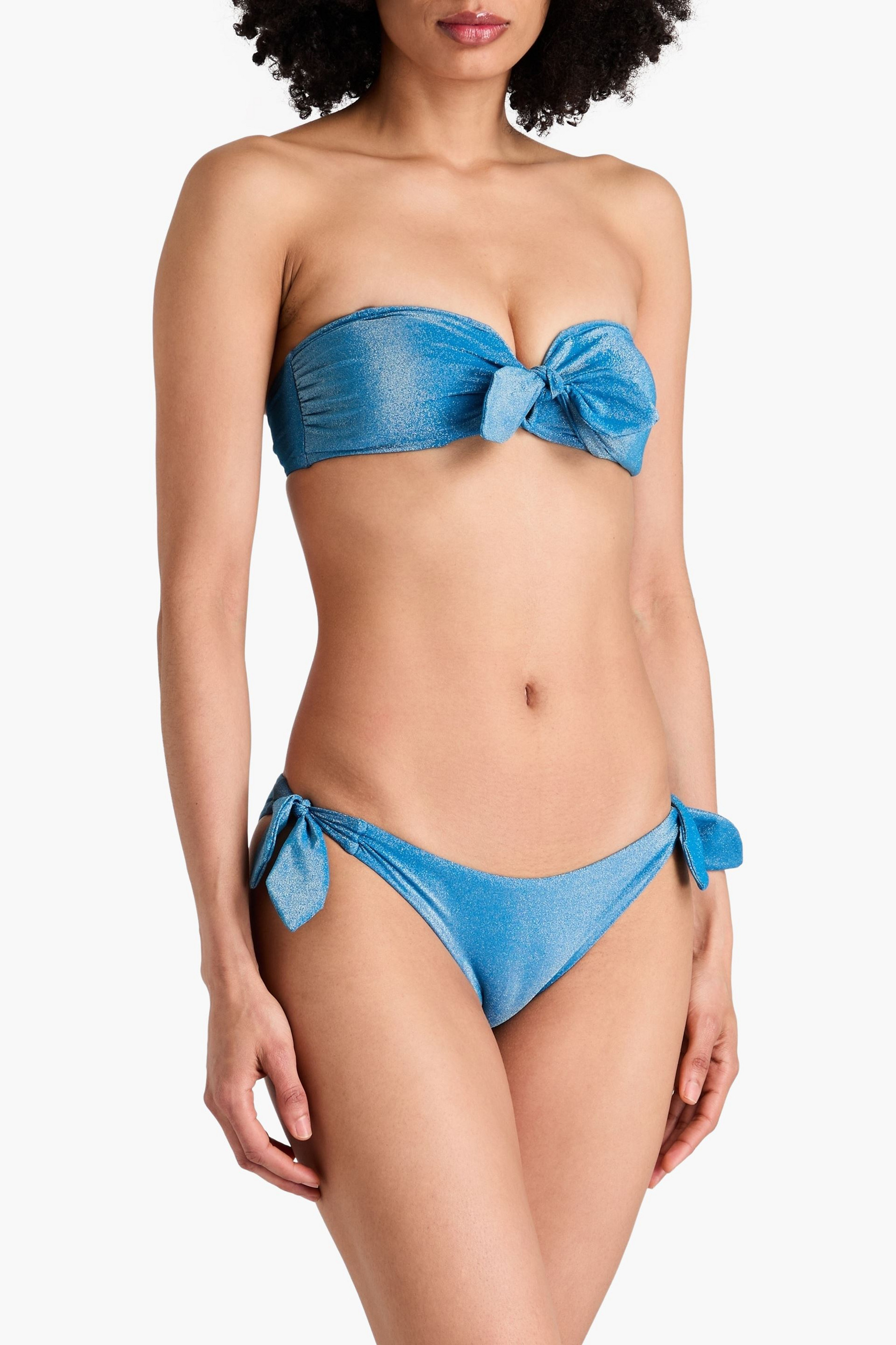 Zimmermann Metallic knotted bandeau bikini