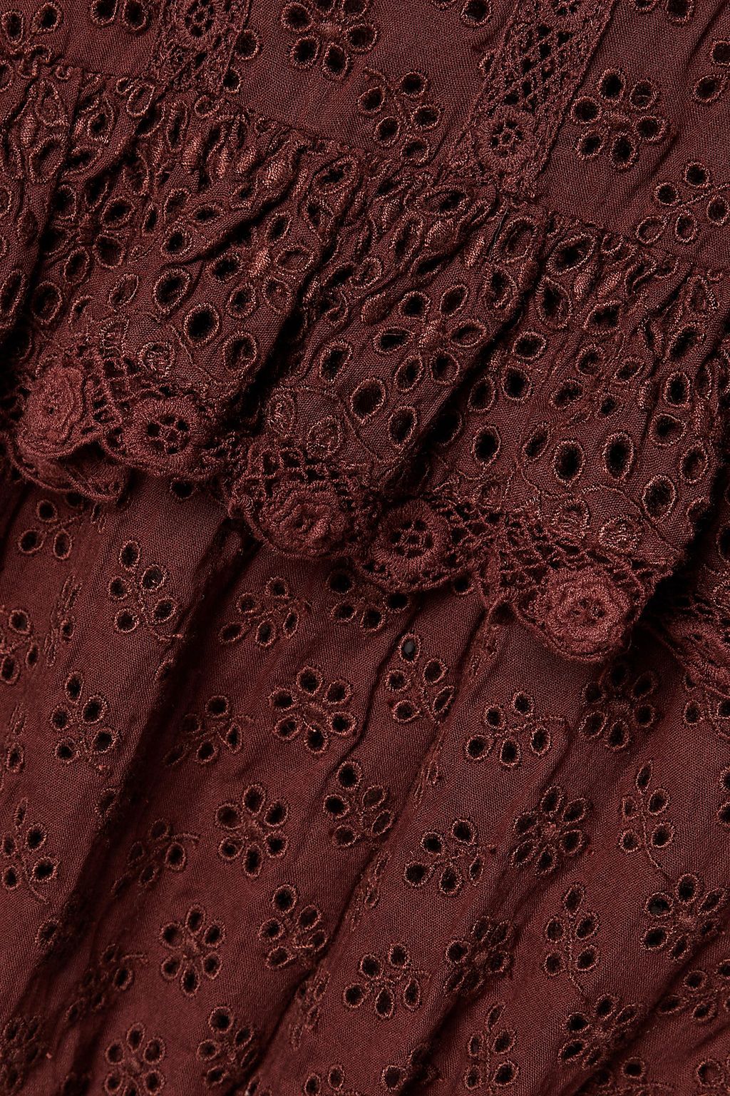 DÔEN Floryn lace-trimmed ruffled broderie anglaise cotton top