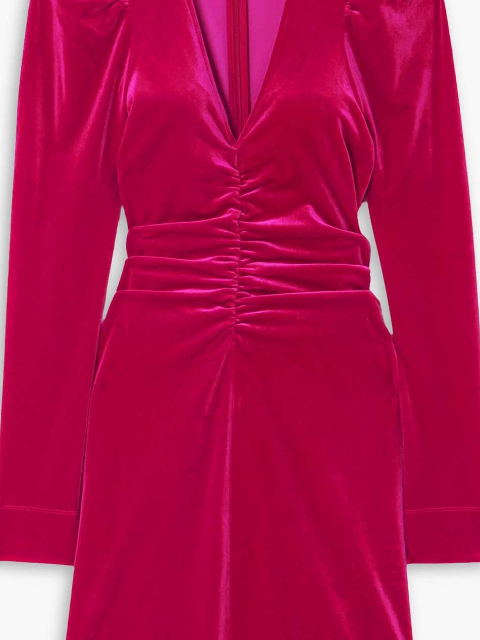 ruched stretch-velvet mini dress